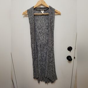Chico's Black and White Knit Long Vest - Size 0